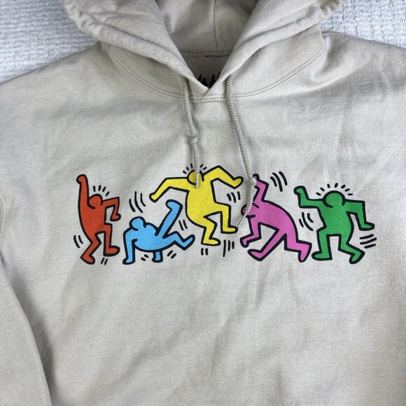 Keith Haring Foundation Sweatshirt Mens M Cream Off-white Graphic Print Hoodie - Picture 7 of 16